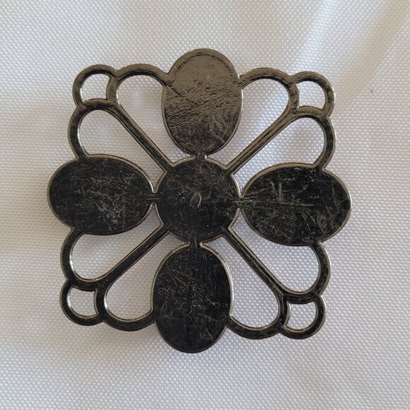 Square Lattice Rhinestone Gunmetal Metal Medallion Plate 2.35" x 2.35" - Picture 3 of 7